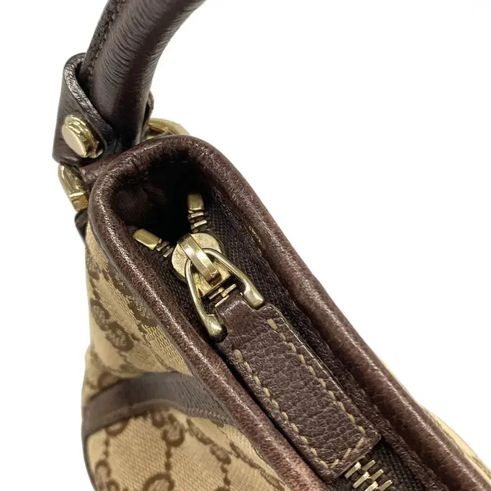 Gucci GG Pattern, Abbey Handbag 130939 Beige Dark Brown Jacquard Leather